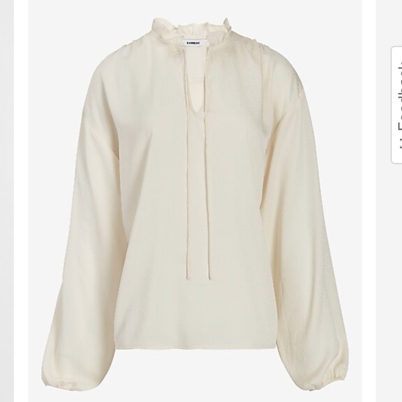 Express Women’s Textured Jacquard Ruffle Tie Neck Top NWT size Medium - Picture 3 of 9